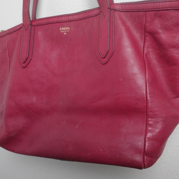 Fossil Leather Y2K Sydney Shopper Tote Red Shoulder Bag Purse Handbag With Flaws - Picture 6 of 15